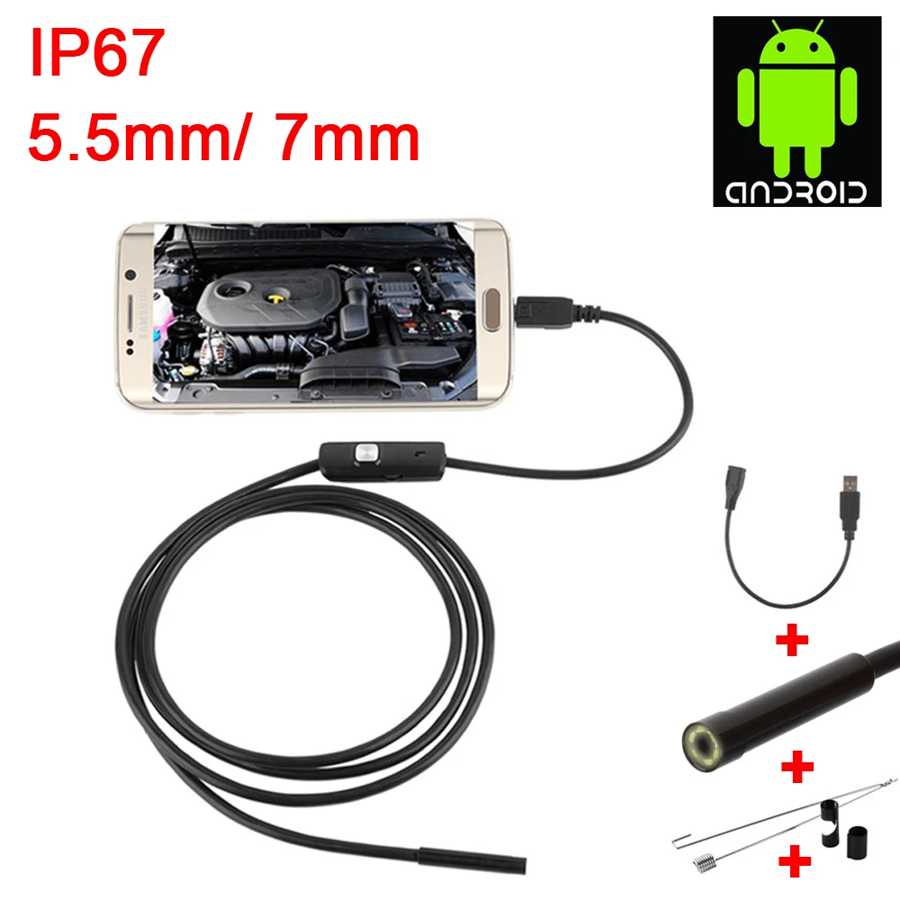 6 LED Endoscope USB Android Endoscopes Camera Waterproof Inspection Borescopes Flexible Camera 5.5mm 7mm for Android PC Notebook