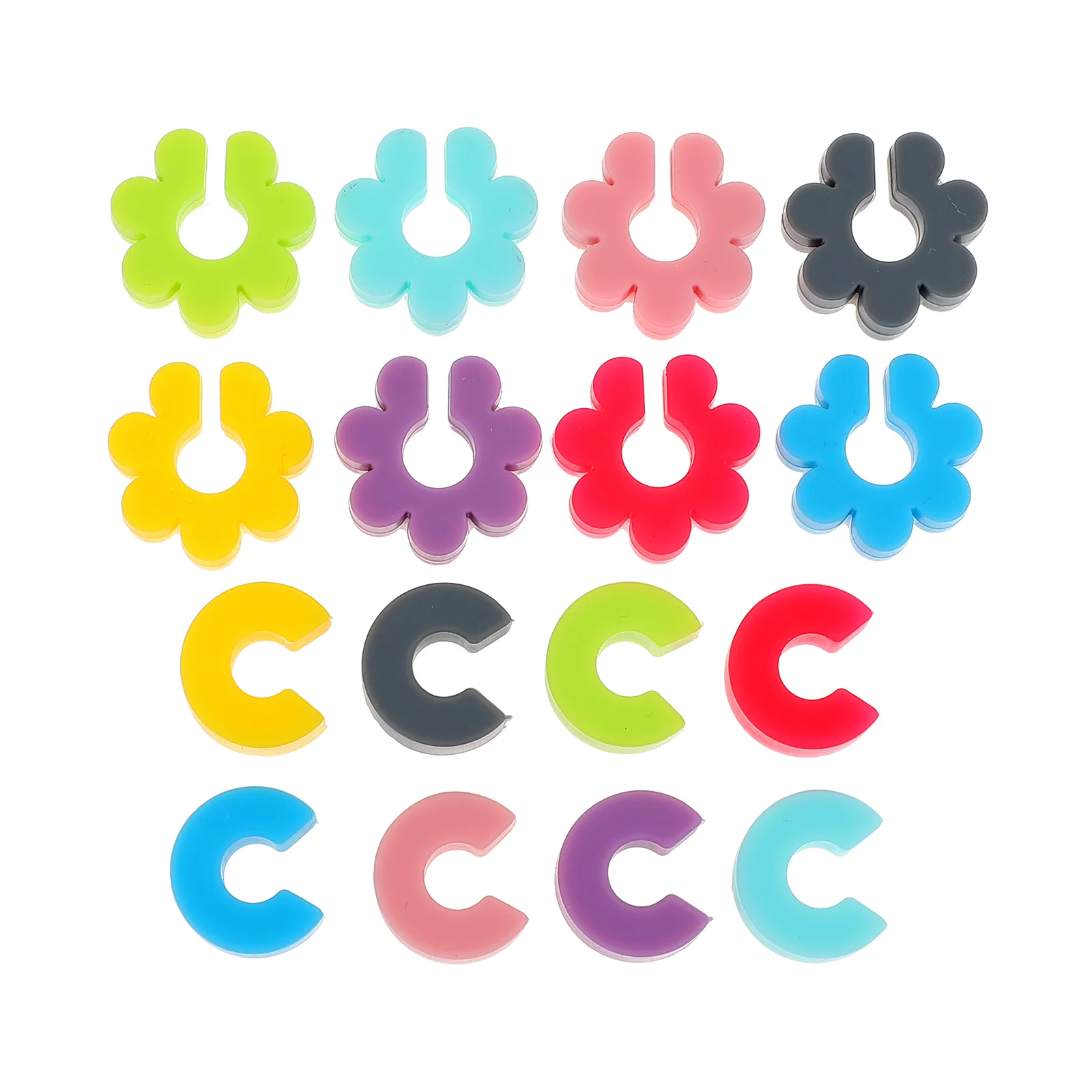 

Flower Type Glass Logo Perforation Design Markers Identifiers Cup Silicone Labels Charms Mug Sets