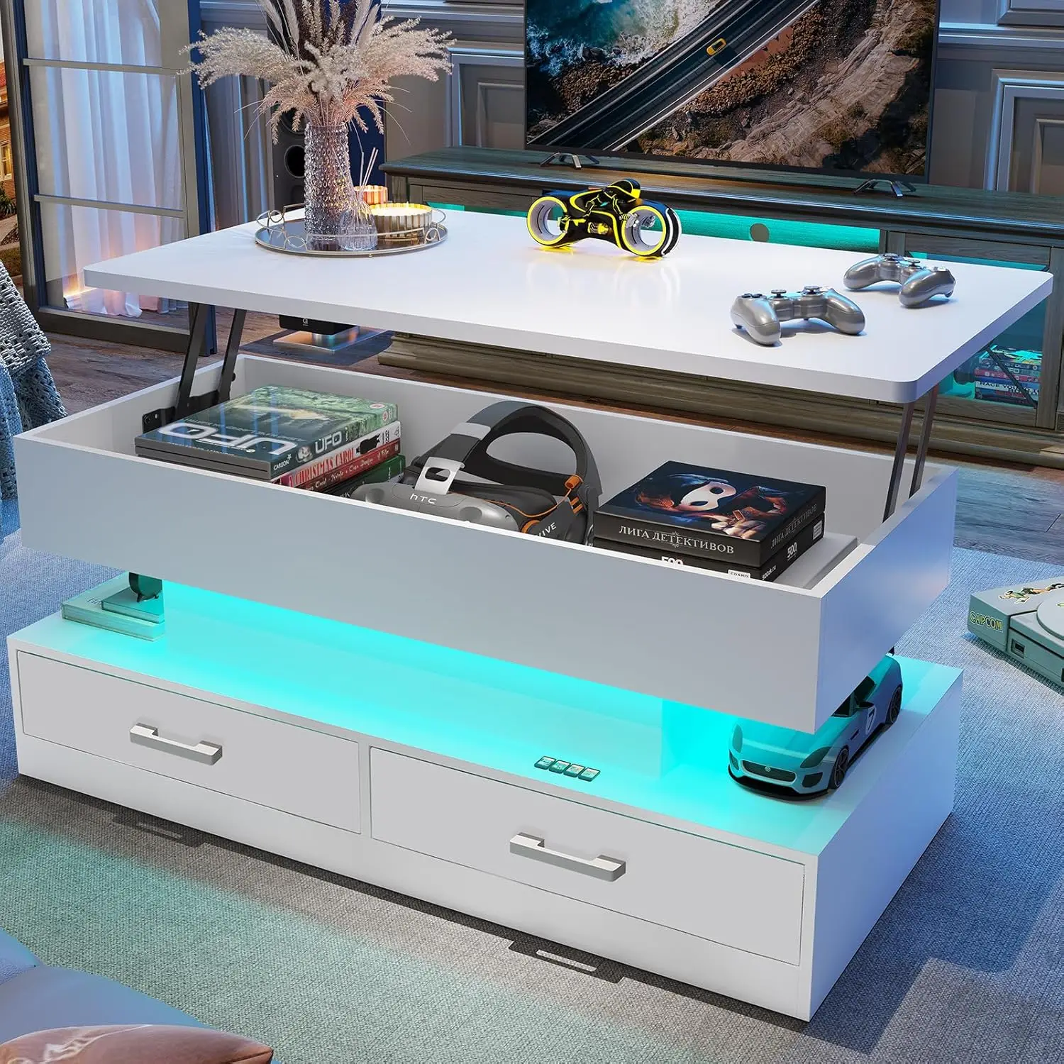 40-дюймовый журнальный столик с подъемным верхом журнальные столики местом для