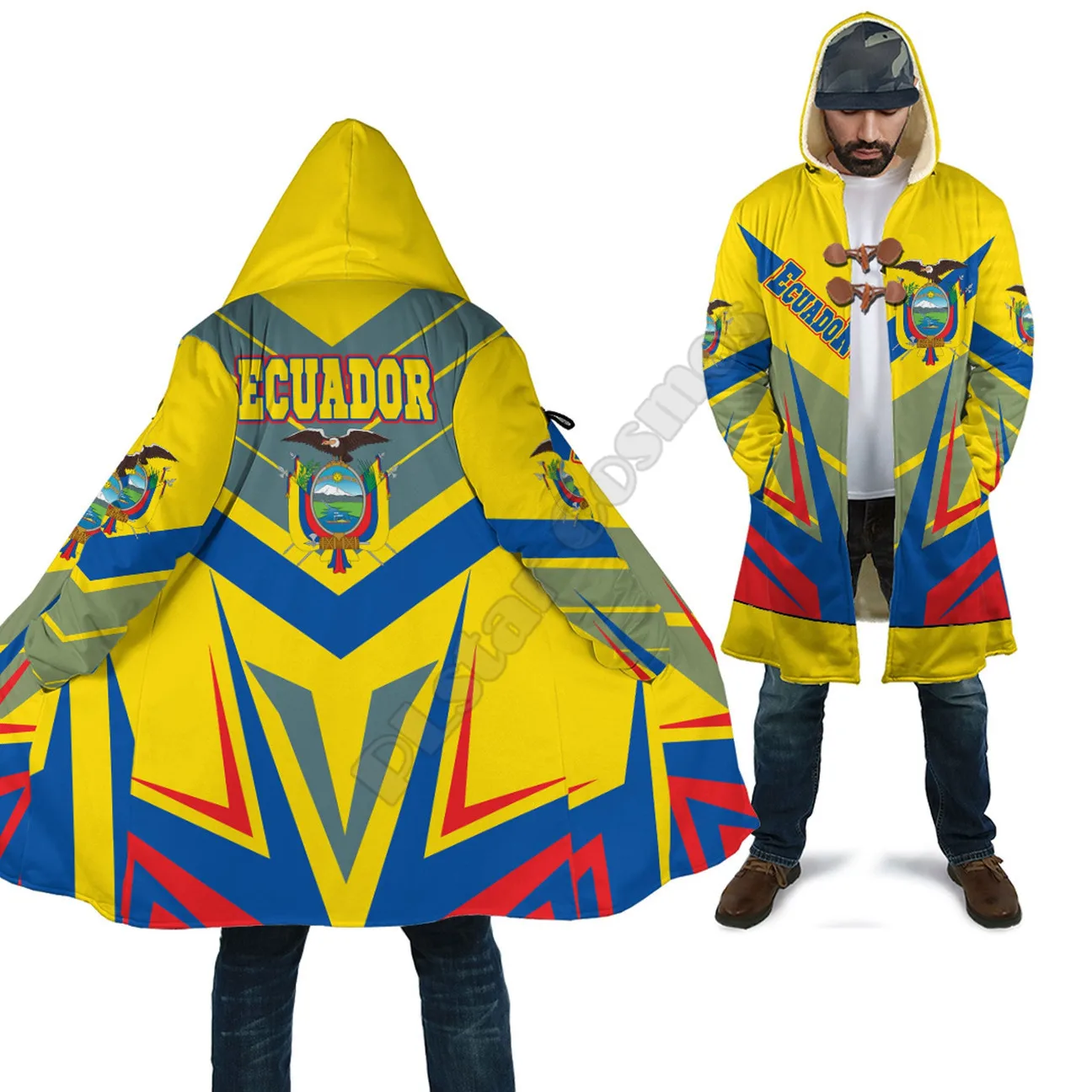 Ecuador/Egypt/Ethiopia 3D Printed Fashion Winter Men/Women Hooded Cloaks Fleece Wind Breaker Unisex Casual Warm Overcoat
