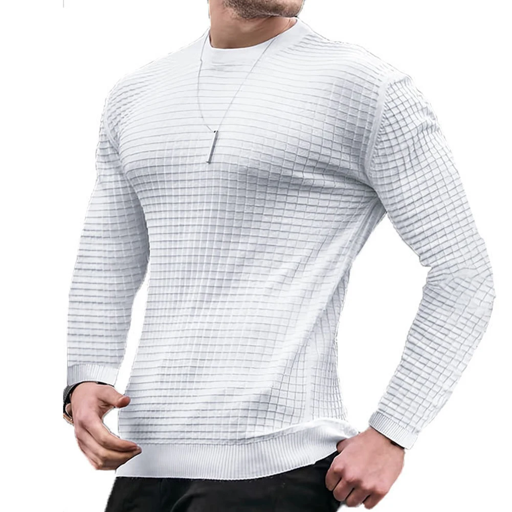 

Fashion Men's Knitted Long Sleeve Pullover Top Casual Slim Fit Tshirt Claret Suitable for Daily Wear or Gym