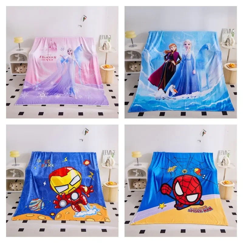 

Плюшевое одеяло с героями мультфильмов: Принцесса Марвел, Эльза, Человек-паук, железный человек, Халк, симпатичное детское постельное белье