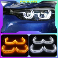 for bmw e46 325i 325xi 330i 330xi with hid headlights 1999 2005 crystal dtm style led angel eyes light white and yellow turn