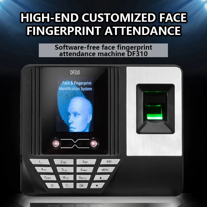 

DF310 Face Recognition Attendance Fingerprint Punch Card Face Recognition Sign Machine Brush Face To Work Punch 2.8 Inch Screen