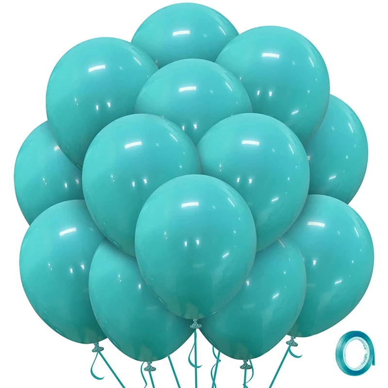 

Teal Balloons Latex Party Balloons, 100 Pack 12 Inch Round Helium Balloons For Wedding Graduation Birthday Party