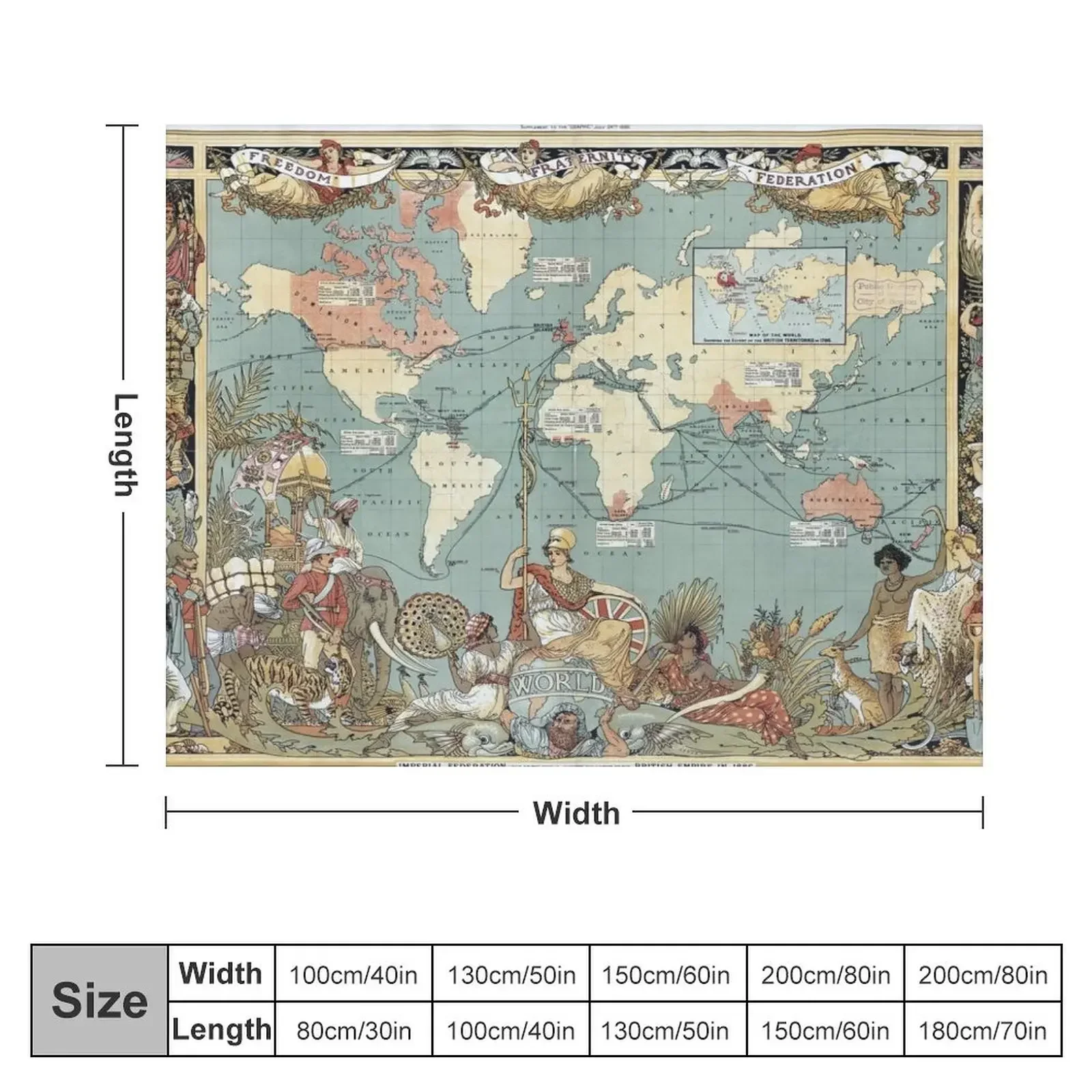 Карта Британской империи | Традиционное Мировое одеяло для зимних тепловых одеял
