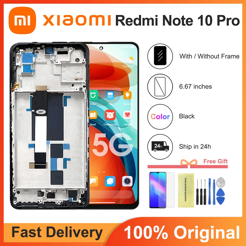 

6,67 ''оригинальный для Redmi Note 10 Pro китайская версия дисплей с сенсорной панелью экран для Redmi Note 10 pro ЖК-дисплей 100% тест
