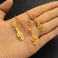 copper necklace and earring for women man lovers music gold color pendant necklace earring engagement jewelry