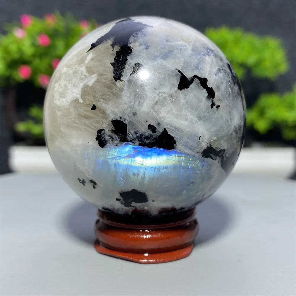 Натуральные драгоценные камни, хрустальный шар, синий цвет, лунный ...