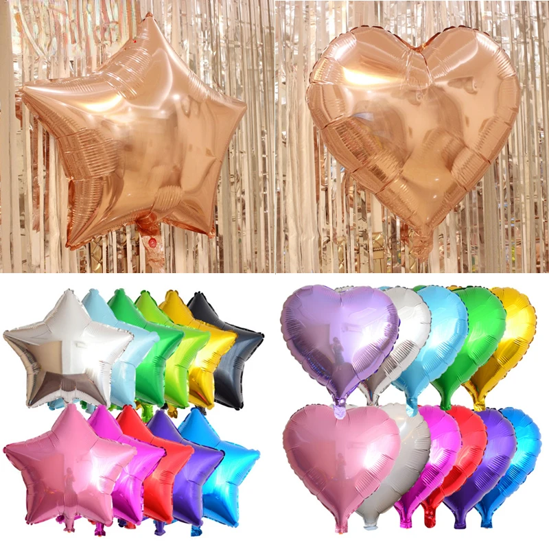 

New 18-inch rose gold star and heart aluminum balloon children's birthday party bride and groom wedding decoration foil balloons