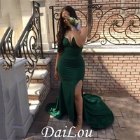 green long mermaid prom dresses new sweetheart sleeveless court split side spandex formal evening dress party gowns