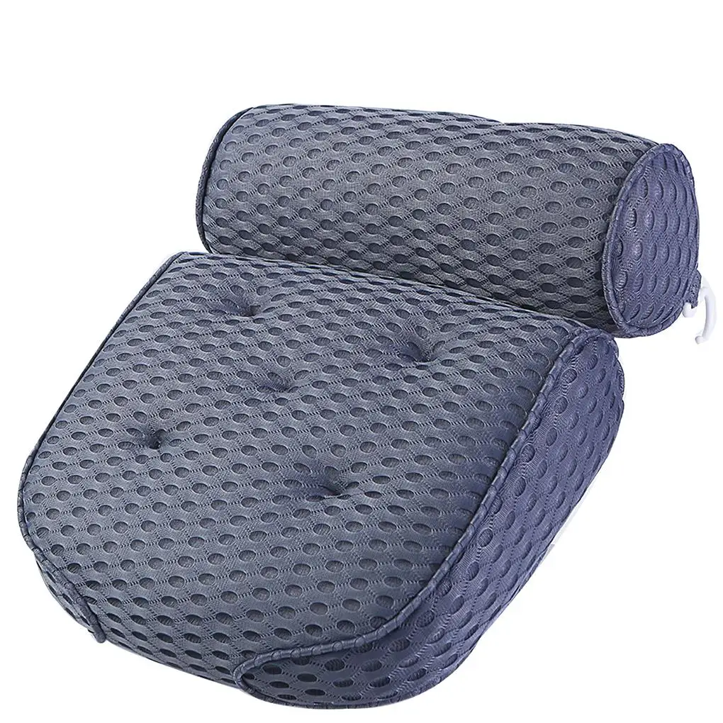 

4D Net Bathtub Pillow Breathable 7 Suction Cup Spa Bath Pillows Soft Bath Neck Pillow with Hanging Hook for Bathroom Home Indoor
