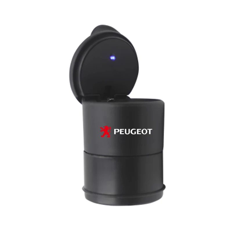 

1PC Portable Auto Car Truck LED Cigarette Smoke car Ashtray For Peugeot Logo 206 207 307 301 308 408 3008 508 Accessories