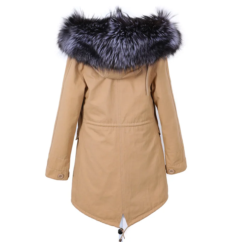 2022 Waterproof Big Natural Real Fox Fur Raccoon Fur Collar Hood Winter Jacket Women Long Parka Thick Warm Liner