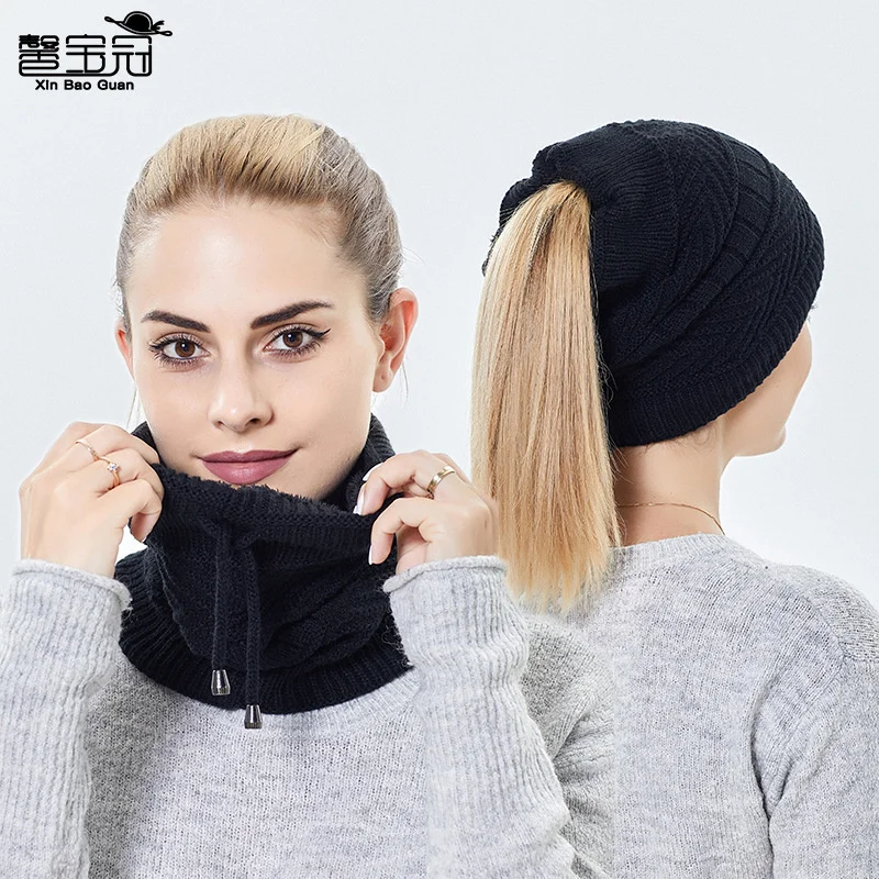 

9848 Dual Purpose Knitted Wool Hat Ear Protection Hat Windproof Autumn and Winter Plush Baotou Hat Men's and Women's Pullover