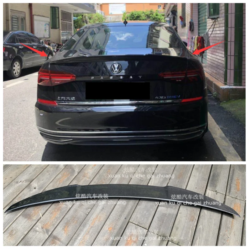 

High Quality Carbon Fiber Car Rear Trunk Lip Spoiler Splitter Wing Fits For Volkswagen Passat 2019 2020 2021 2022