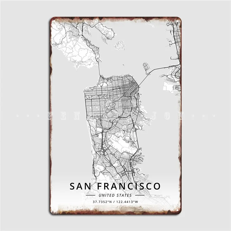 

Металлический знак Сан-Франциско США, кинотеатр, гараж, гостиная, винтажная роспись, оловянный плакат