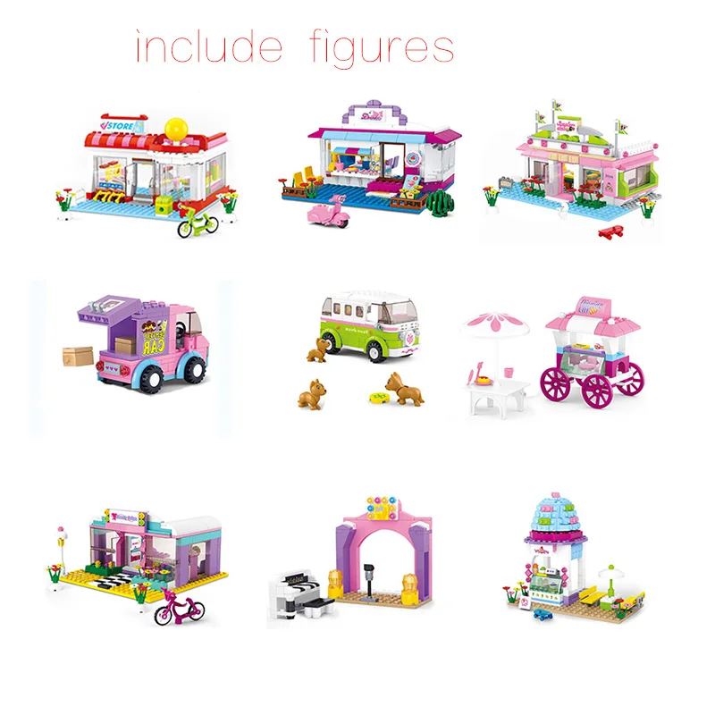 

New es City Girl Friends Big Garden Villa Model Building Blocks Brick Playmobil Toys For Children Gifts