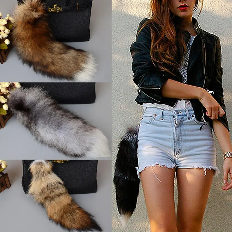 

New Fashion Wolf Fox Tail Fur Keychains Unisex Pompom Pendant Car Keyring Holder Cute Key Chains Charm Bag Accessories Gifts