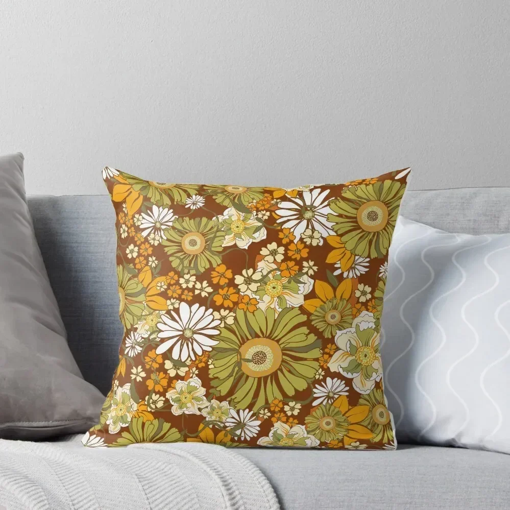 70-е годы Ретро Винтаж Цветочная Мощность узор бохо оранжевый коричневый