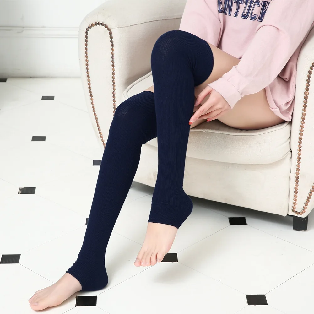 

Womens Stockings Warm Winter Ladies Girls Black White Long Thigh High Socks Over Above Knee Knitting Cotton Socks Step Stockings