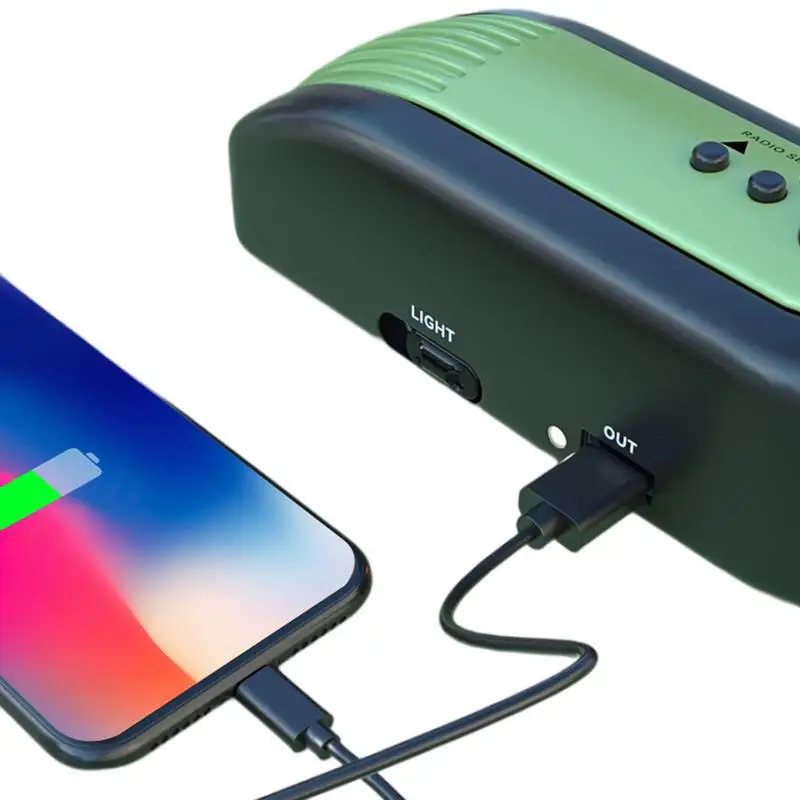 

Emergency Crank Radio 1500mAh Hand Crank Charger Portable AM/FM Radio With 3 Flashlight Cell Phone Charger Survival Supplies