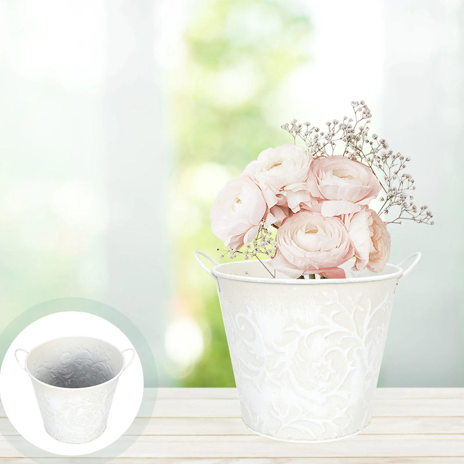 

Metal Flower Vase Rustic Vintage Bucket Pots Galvanized Iron Pitcher Decorative Flowerpot Farmhousejug Pot Shabby Creative Table
