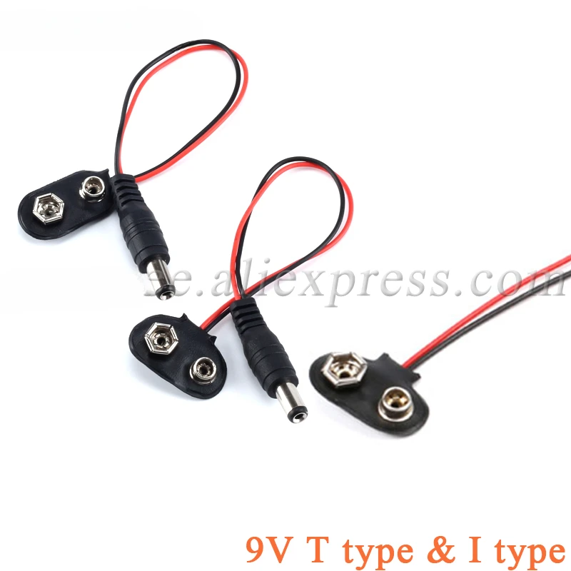 

5PCS 9V Battery Clip Connector Converter Center Power Supply Cable Jack Connector Line Battery Adapter Cable for Arduino DIY