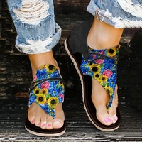 leopard sunflower sandals womens vintage butterfly flip flops 2022 ladies beach lightweight shoes size 43 sandalias de mujer