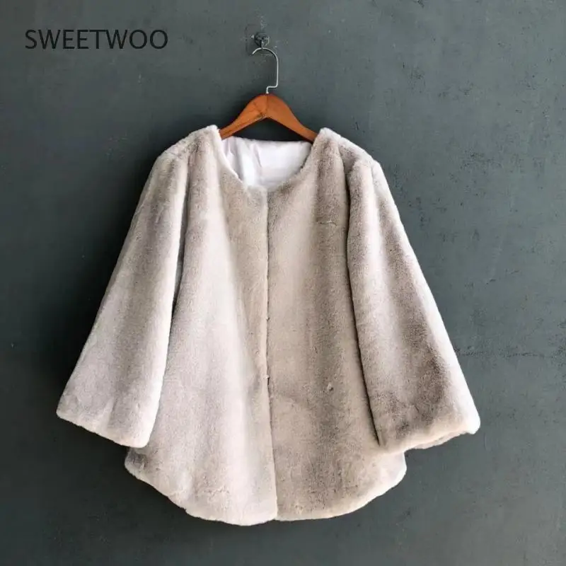 Winter Office Ladies Faux Fur Overcoat Solid Color Minimalist Simple Korean Style Loose Fur Coats Women Warm Outwear Fleece 2022