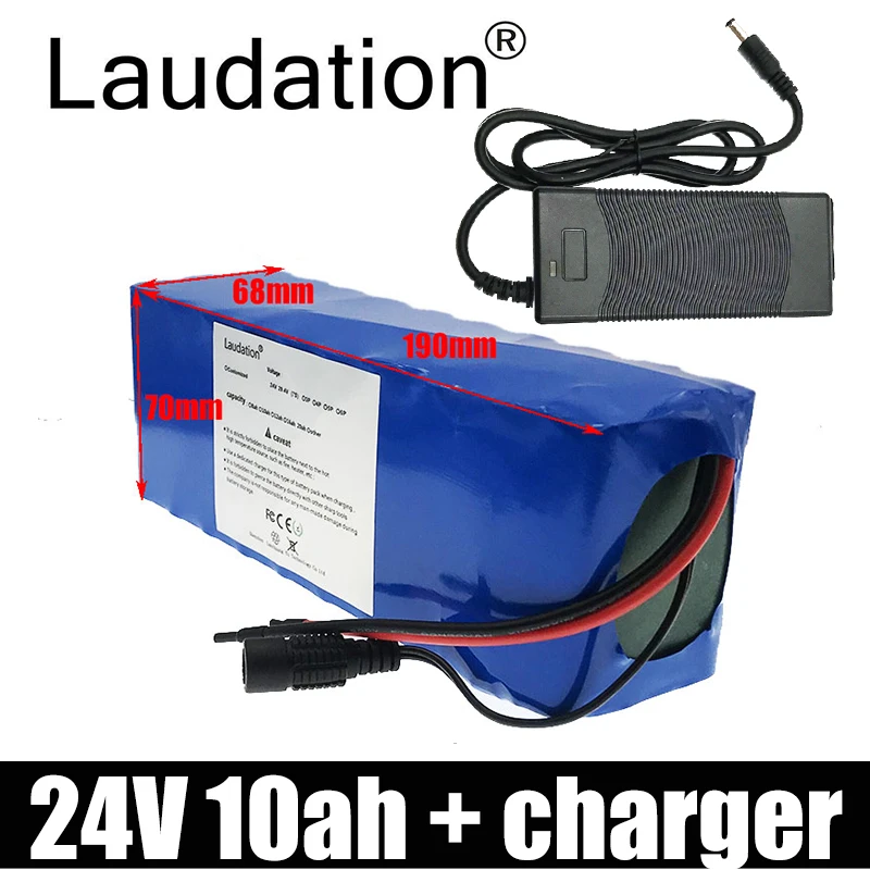 

Laudation 24V 10ah Battery 7S 4P 18650 Pack 29.4V For 250W 300W 350W Motor Electric Bicycle, Scooter With 2A Charger And 15A BMS