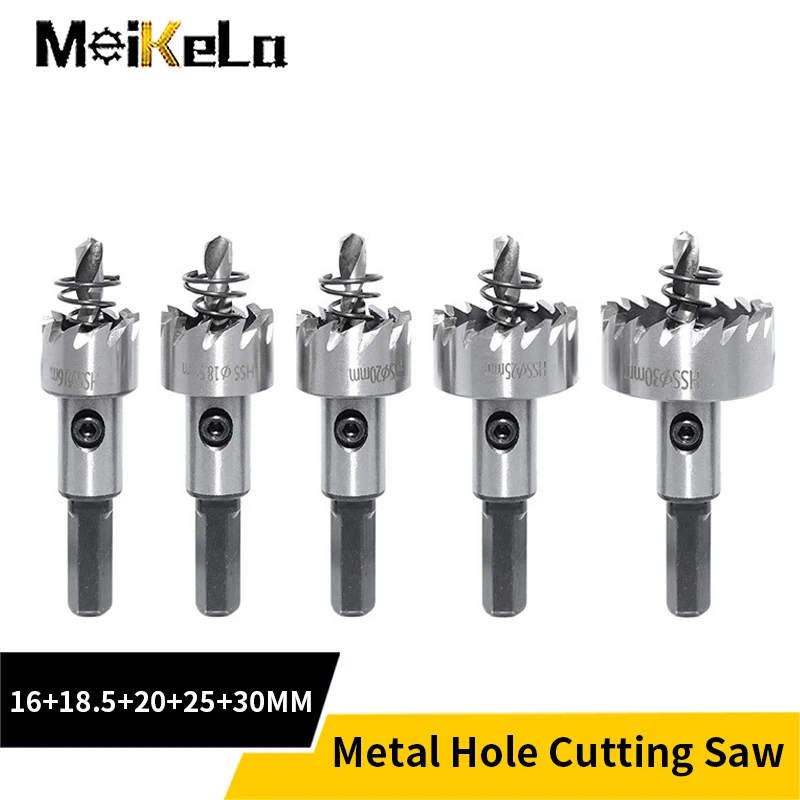 

Meikela 5Pcs HSS Drill Bit Saw Set Carbide Tip Metal Wood Drilling Hole Cut Tool for Installing Locks 16/18.5/20/25/30mm