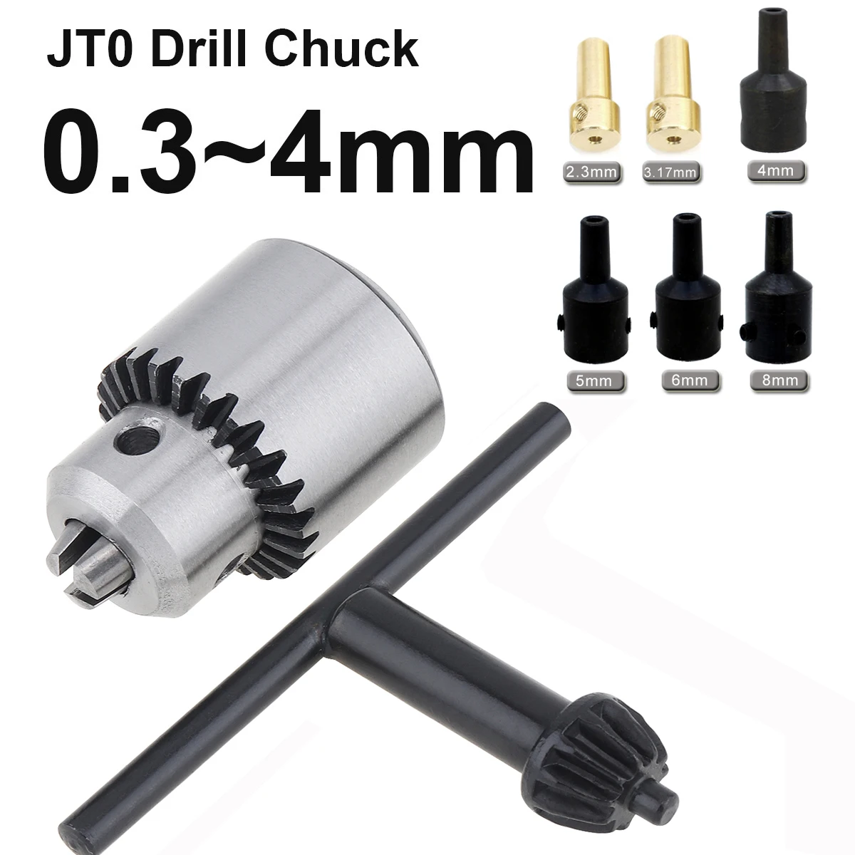 

0.3-4mm JTO Drill Collet Chuck with 1/4'' Chuck Inner Hole Diameter Hexagon Key Wrench with JT0 Adapter for DIY Electric Drill