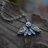vintage creative sun moon skull moths pendant necklaces for women party jewelry chain statement necklace birthday gift wholesale