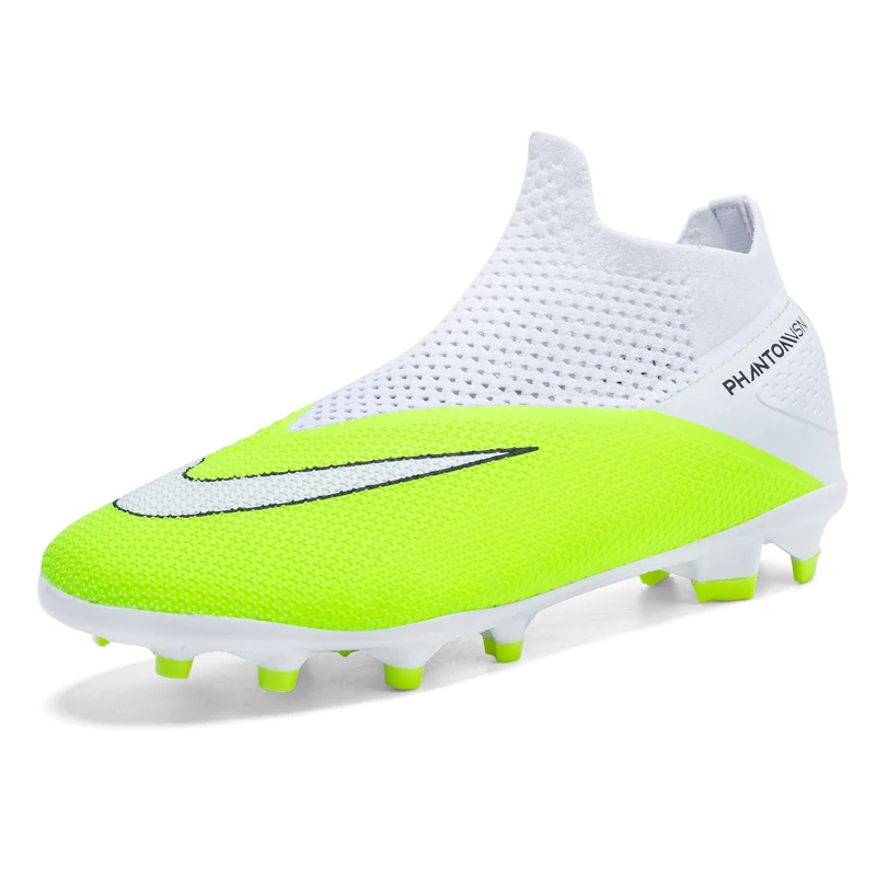 Men's High-Top Soccer Cleats Anti-Slip Grass Training Football Shoes Boys Lightweight Turf Athletic Footwear Large Size Sneakers