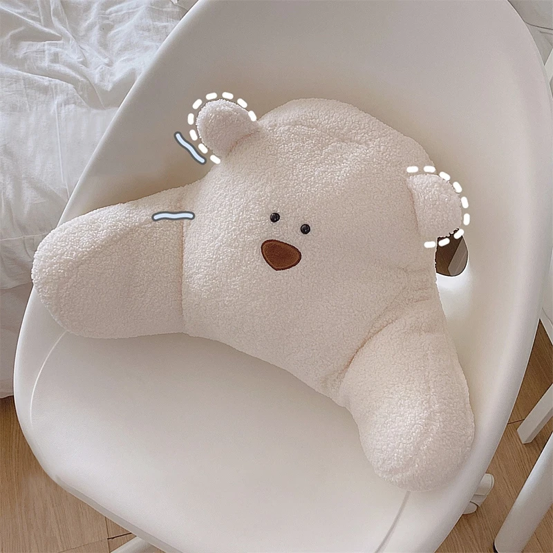 Soft Lumbar Cushions Cartoon Bear Cushion Neck Protection Pillow Cute Plush Car Seat Headrest for Office Chair Home Sofa Decor |