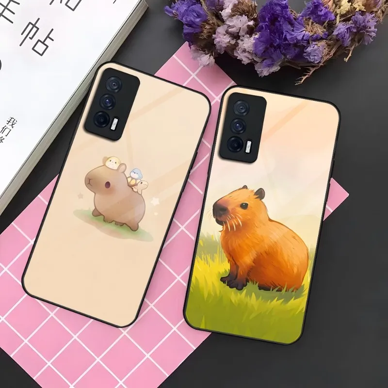 

Animal Cartoon Capybara Phone Case For Vivo LQOO 8 U5 Z3 9 8 Pro Y31s Y73 Y55s X60 X70 Y30 S10 S9 S12 Tempered Glass Cover