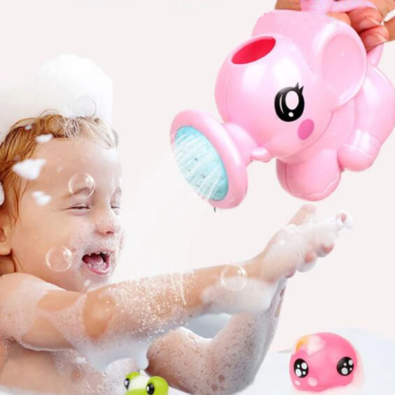 

1pc Cartoon Kids Shower Bath Toys Elephant Baby Faucet Bathing Water Spraying Tool Plastic Watering Pot Bathtub Interactive Game