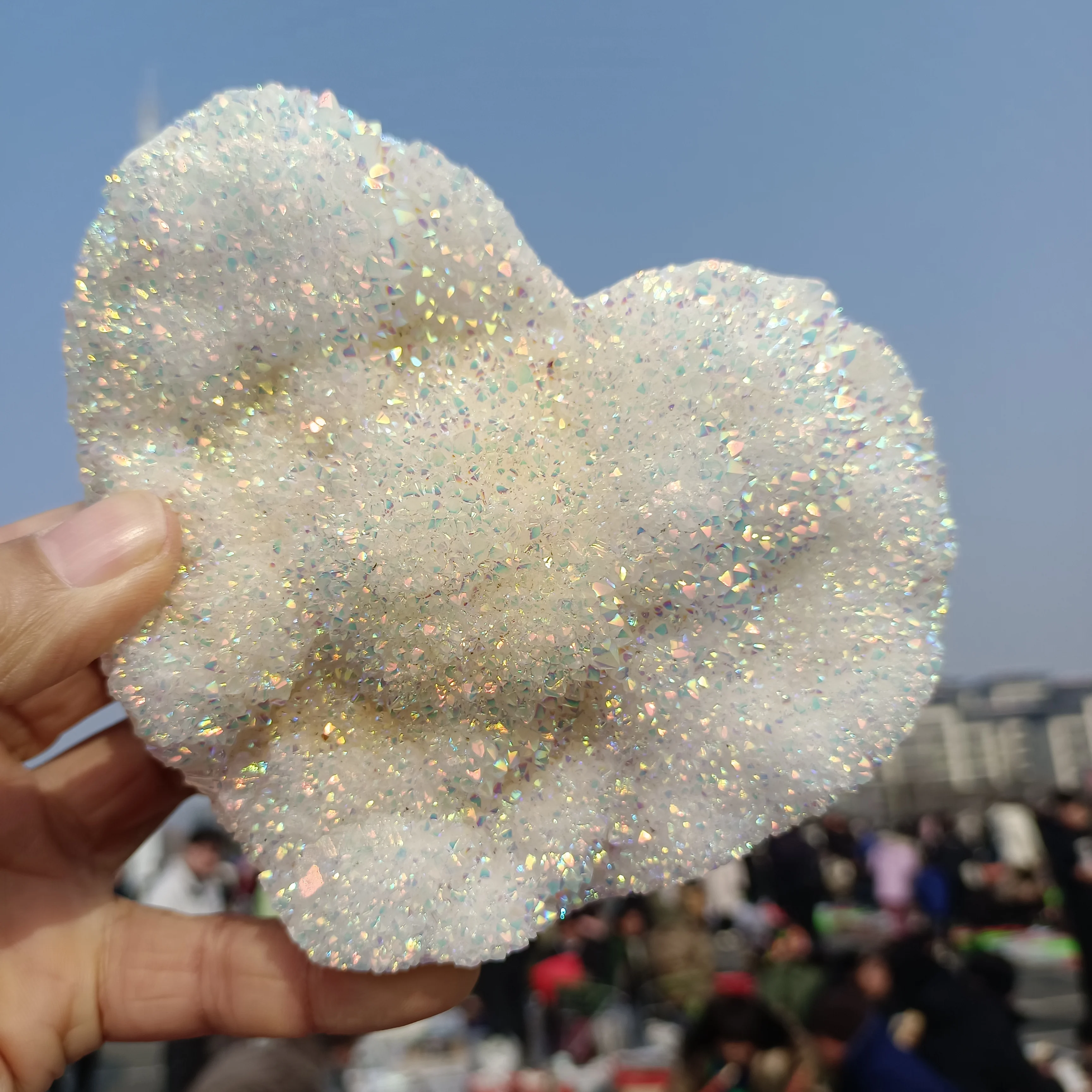 Гальванизированный цвет натуральный сформированный кристалл кластер сердца из