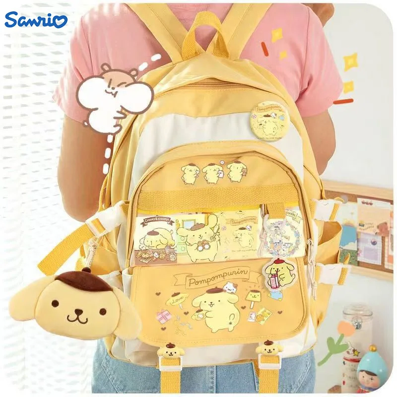 

Школьный ранец Sanrio Anime My Melody Cinnamoroll Kuromi, дорожный рюкзак, Женские Новые легкие модные трендовые рюкзаки для детей