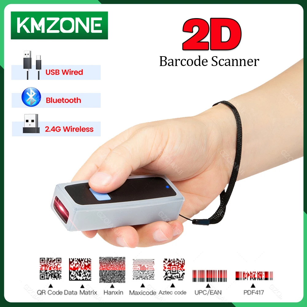

Portable Mini 1D 2D Barcode Scanner Handheld Bluetooth Wireless Laser BarCode Reader Compatible with USD 2.4G CCD QR PDF417 New
