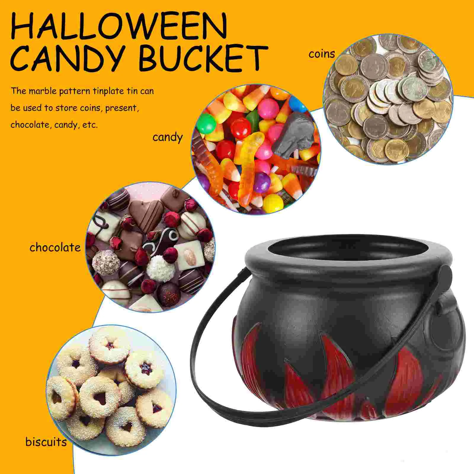 Конфеты Котел Ведьма Банка Гирлянда Декор Пластиковое Ведро Хэллоуина Детские