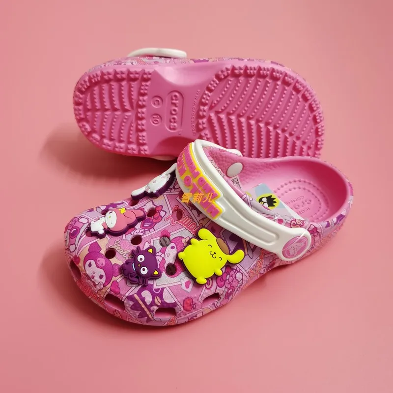2024 Sanrio аниме Kuromi Pochaco голоkiti летние Мультяшные тапочки для девочек Нескользящие