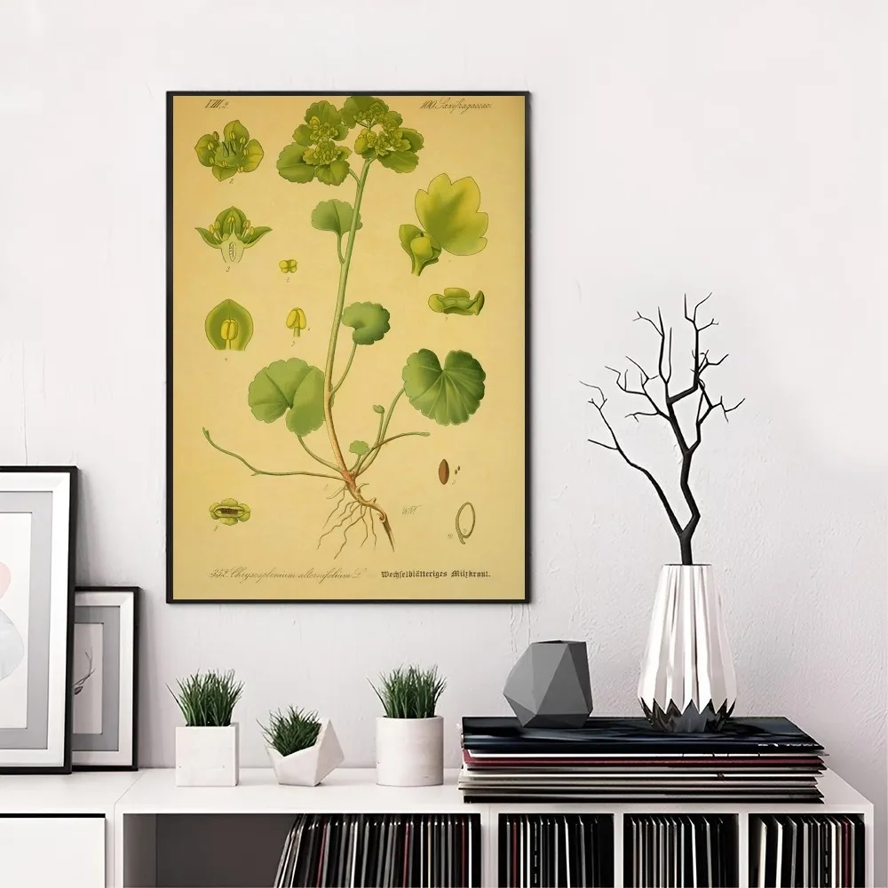 Plants Grasses Green Poster Self-adhesive Art Waterproof Paper Sticker Coffee House Bar Room Wall Decor