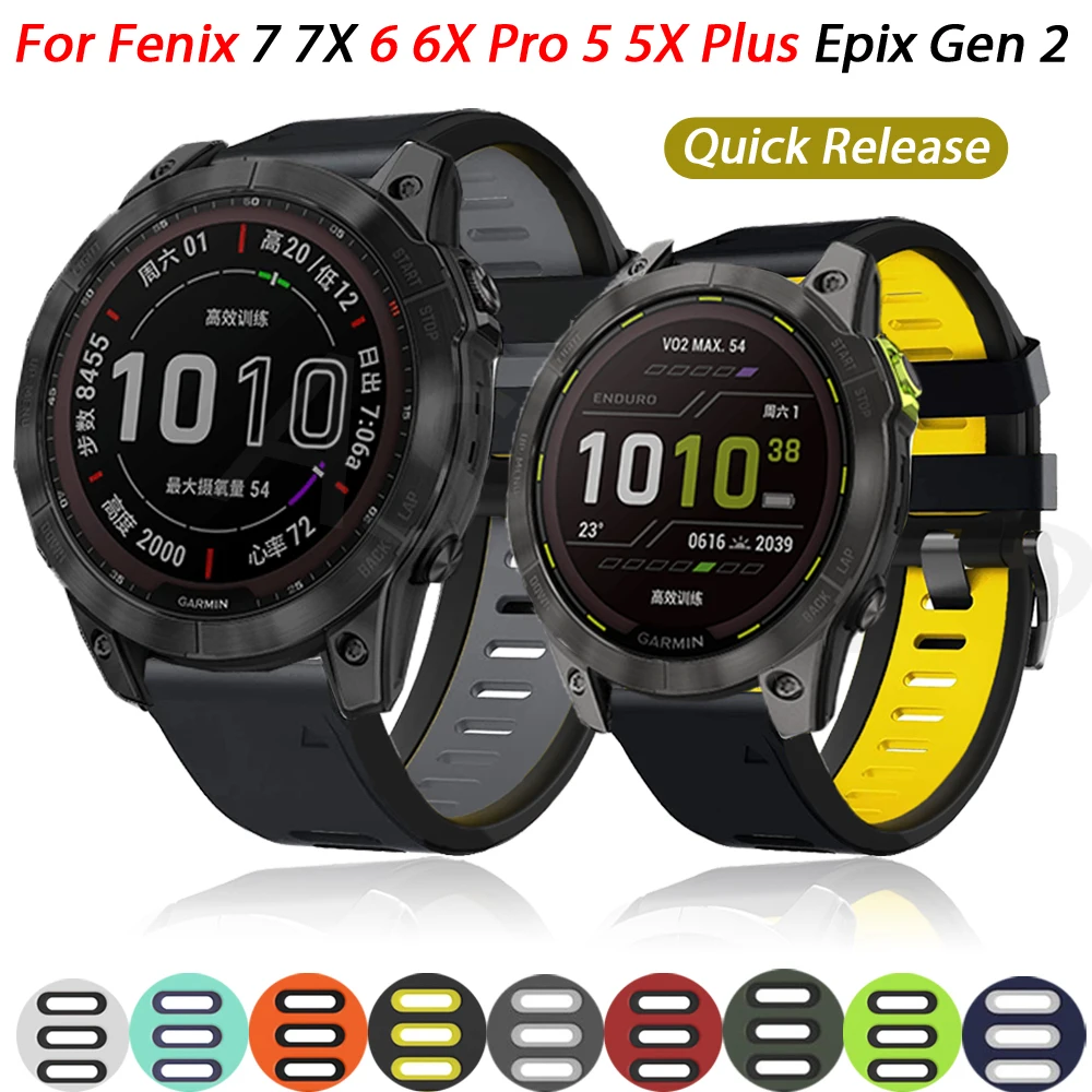 

Ремешок силиконовый для Garmin Fenix 7X 7 6 6X Pro 5 5XPlus 3HR Enduro 2, сменный быстросъемный браслет, 22 26 мм