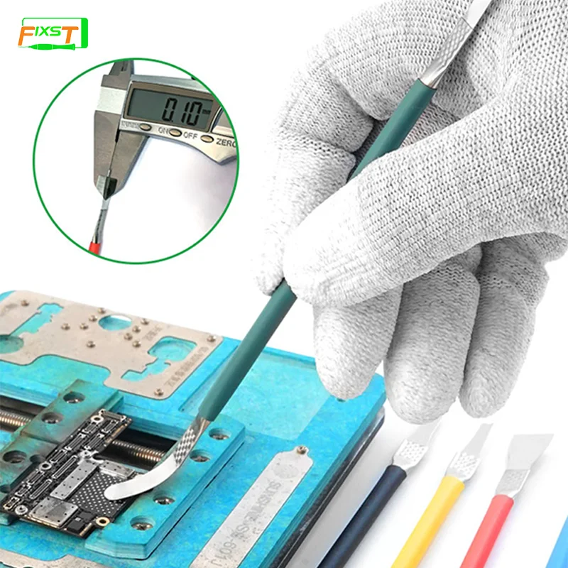 

RELIFE RL-049B 5 in 1 CPU Glue Removal Lever Knife Phone Frame Separation Ultra-thin Double Head Cutter Degumming Lever IC BGA