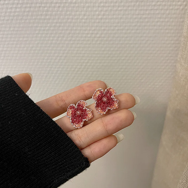 

Vintage Flower Earrings Stud Luxury Rhinestone Charm Elegant Earring Wholesale 2022 Korean Trendy Jewelry For Women Party Gifts