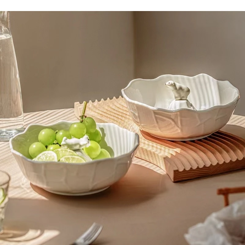 Керамическая тарелка с фруктами белого медведя ресторан дом гостиная рабочий