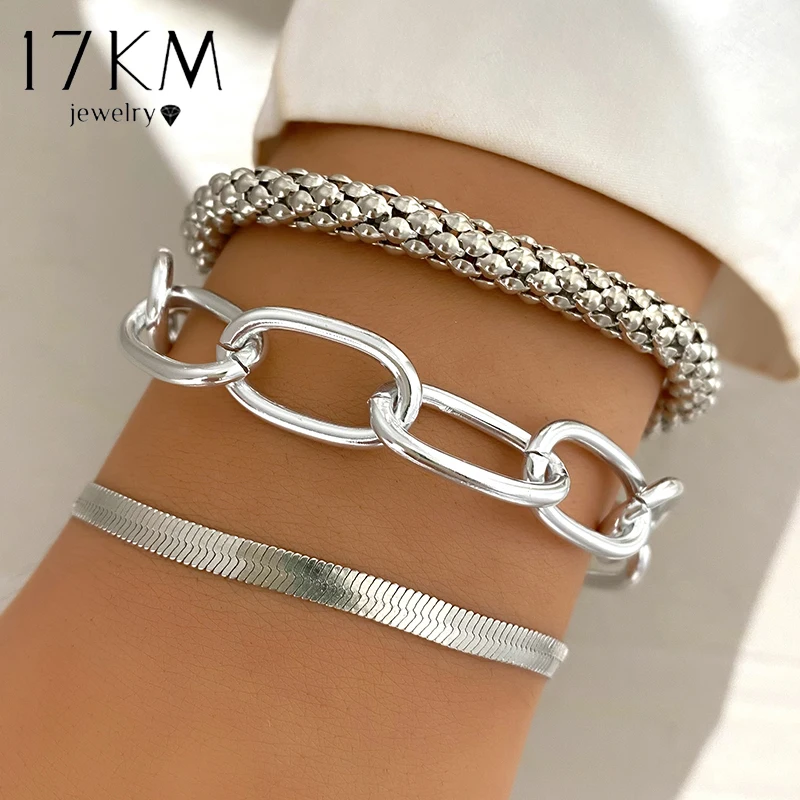 17KM модный многослойный позолоченный металлический браслет-цепочка для женщин