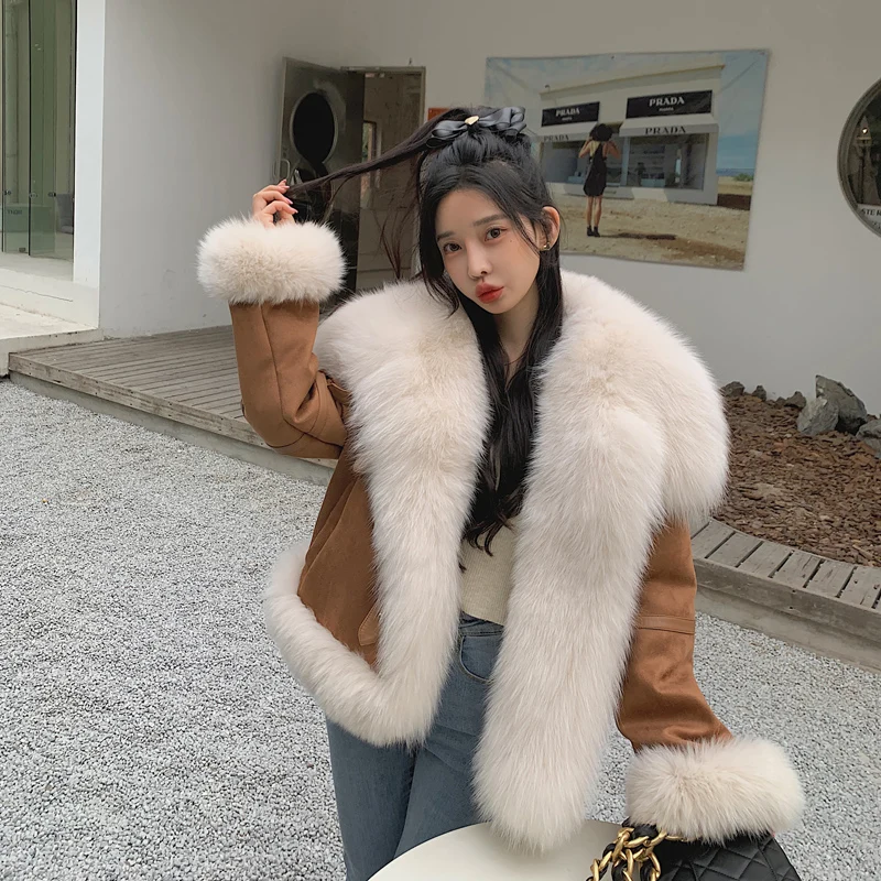 

Корейский дизайн, пальто и куртка на подкладке из натурального Лисьего меха, пальто с воротником из натурального Меха чернобурки, верхняя одежда